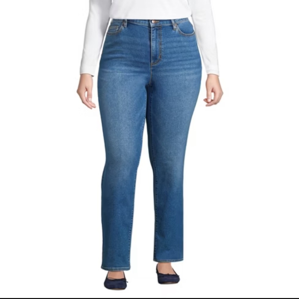 Lands End Recover High Rise Straight Leg Jeans Medium Wash Stretch 2024 NWT-18W